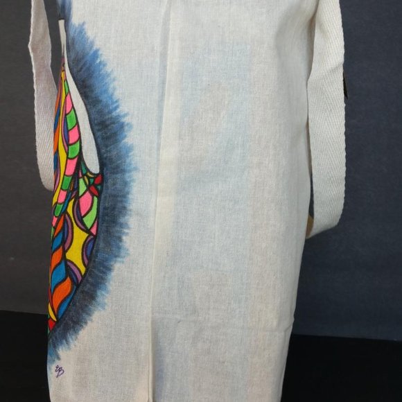 Handmade Painted Tote Bag with Lady with Rainbow Hair Silhouette Art Artisan - Picture 9 of 16